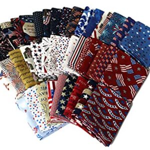 10 Fat Quarters - Assorted Patriotic American USA 4th of July America Stars and Stripes Americana Quilters Cotton Fabric Bundle