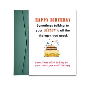 Dapofajo Sister Birthday Card, Happy Birthday Card to Sister, Funny Birthday Card for Sister, Hilarious Bday Card from Sister