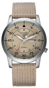 gosasa unisex military watches sport textile nylon strap stylish men watch luminous fashion watches analog display quartz waterproof casual wristwatch (s-khaki)