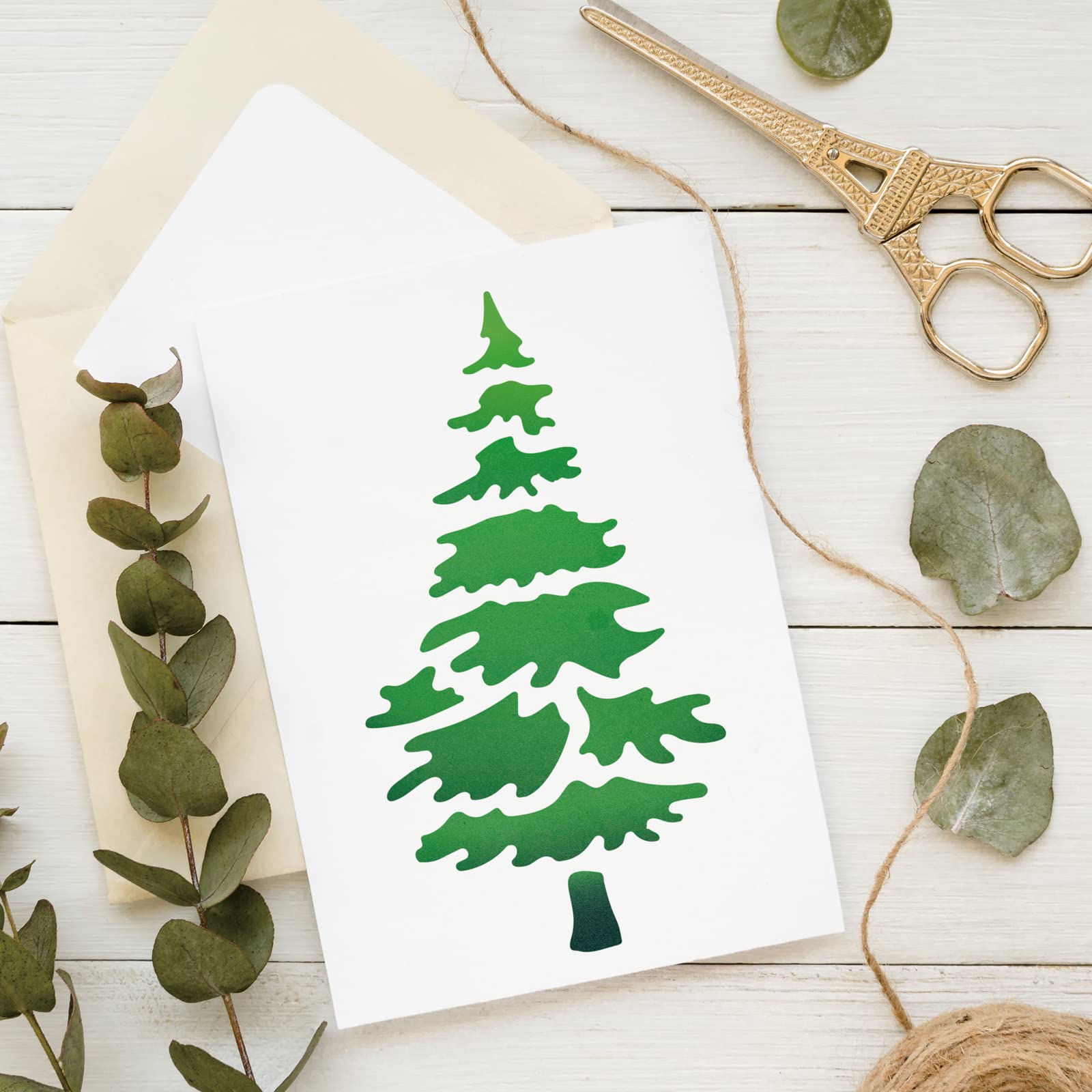 INFUNLY 12PCS Tree Stencil for Painting Pine Tree Stencils 11.8x5.9inches Reusable Painting Template Wall Sencils for Painting on Wood Forest Stencils for Painting on Wall Furniture Christmas Decor