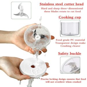 250ML Electric Garlic Chopper, Mini Portable Veggie Chopper, Garlic Grinder Masher Onion Chopper, Blender to Vegetable, Wireless Food Processor for Ginger, Chili, Fruit, Meat, etc