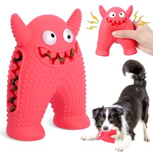 maddemcute squeaky dog toys for aggressive chewers,durable interactive dog chew toy for small dogs,natural rubber teeth cleaning puppy treat toys(pink)