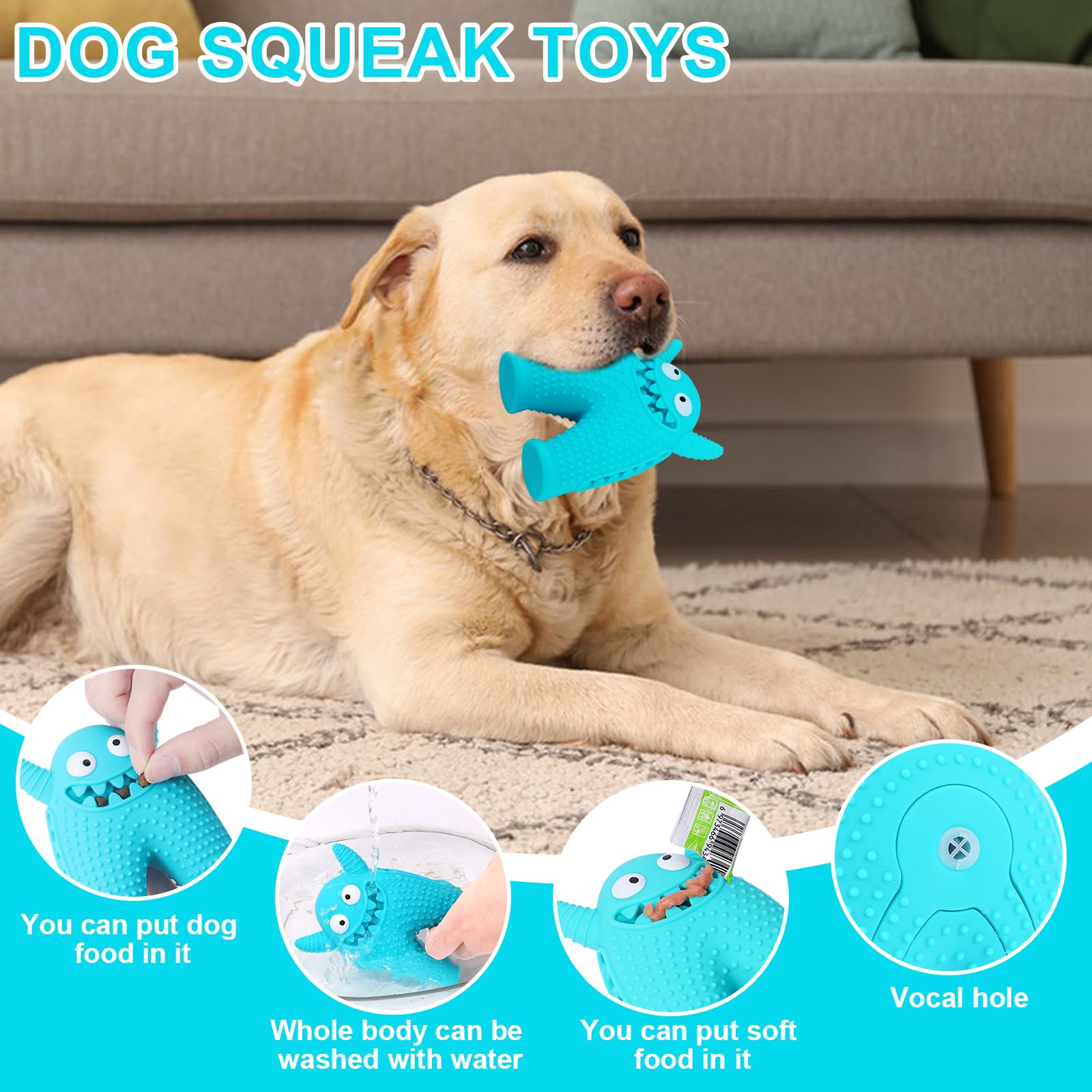 Kimpets Dog Dog Squeaky Toys,been Able to Squeeze Some Treats in and Some Licking Treats Teeth Cleaning Dog Toys for Small to Medium Size Dogs