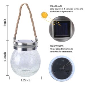 Hanging Solar Lights Outdoor Waterproof-Outdoor Lantern - 2 Pack Glass Lanterns Decorative for Outdoor Porch,Patio,Garden,Table Decor(Warm Light)