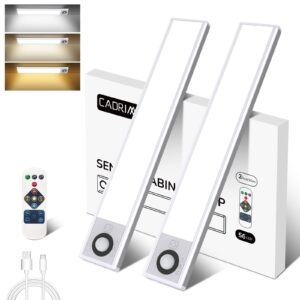 12 inch 2 pack motion sensor under cabinet light wireless with remote and timer, 86 leds rechargeable dimmable under counter lights for closet, wardrobe, kitchen, magnetic led night light strips