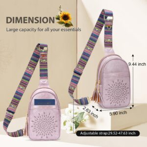 APHISON Small Sling Bag Fanny Packs Cell Phone Purse Vegan Leather Crossbody Bags for Women Chest Bag with Adjustable Strap Purple