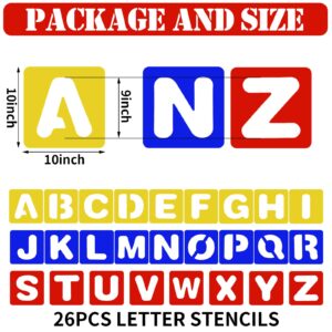 TecUnite 26 Pieces Alphabet Stencils Set Plastic Letter Stencils for Painting Learning, DIY Craft Decoration (10 x 10 Inches)