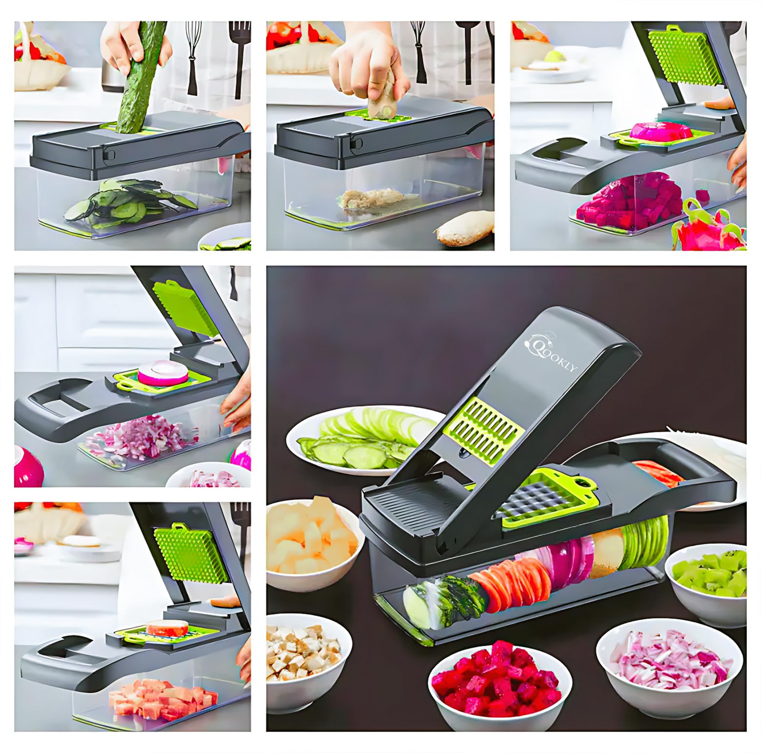 Kitchen gadget's chop wizard 15 in 1 Multi-functional Manual vegetable multi chopper slicer - food dicer slicer - fruit slicers- kitchen essentials - onion cutter slicer machine with container