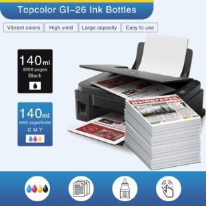 Topcolor GI-26 GI26 GX7021 Ink Refill Bottles Compatible for Canon 26 GI-26 GI26 Ink Bottles, Compatible for Canon MAXIFY GX6021 GX7021 GX7020 GX6020 GX4020 GX5020 GX3020 Megatank Printer Black Color