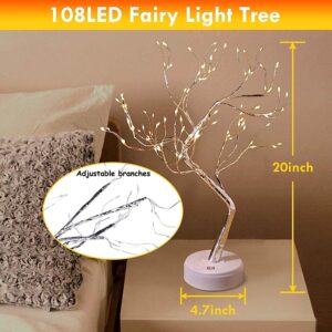 2-Pack Fairy Light Spirit Tree for Indoor Christmas Decorations, 20" Small Christmas Tree with 108 LED Warm White Lights, Artificial Bonsai Tree Light for Home DIY Holiday Bedroom Wedding