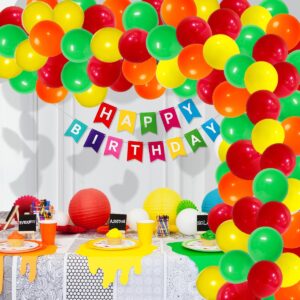 Red Yellow Green Balloon Garland Arch Kit - 121PCS Rainbow Balloon Assorted Colors Balloons Sun Watermelon Foil Balloon School Bus Balloon for watermelon Birthday Party Decorations