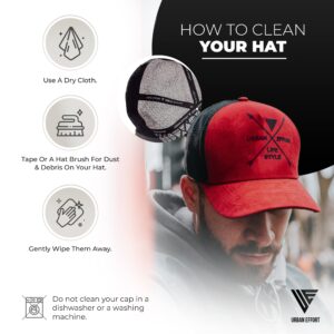 Urban Effort Lifestyle Trucker Hats for Men & Women Adjustable Baseball Mesh Hat - Modern & Comfortable Mens Cap for Closure (Trucker Hat, Red)