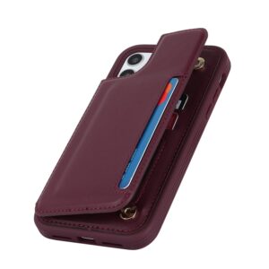 iCoverCase for iPhone 11 Case with Card Holder, iPhone 11 Phone Case Wallet for Women Men [RFID Blocking] PU Leather Protective Wallet Case for iPhone 11 6.1 Inch (Wine Red)