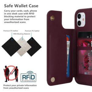 iCoverCase for iPhone 11 Case with Card Holder, iPhone 11 Phone Case Wallet for Women Men [RFID Blocking] PU Leather Protective Wallet Case for iPhone 11 6.1 Inch (Wine Red)