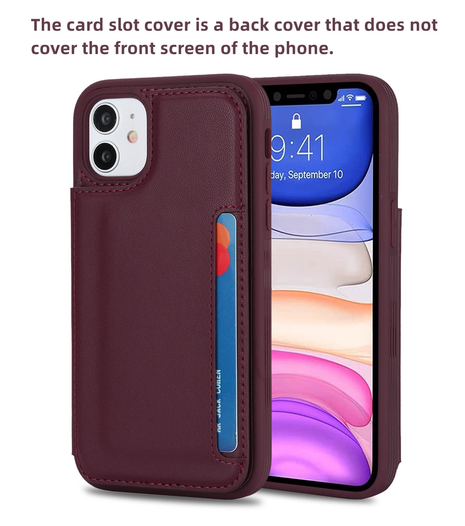 iCoverCase for iPhone 11 Case with Card Holder, iPhone 11 Phone Case Wallet for Women Men [RFID Blocking] PU Leather Protective Wallet Case for iPhone 11 6.1 Inch (Wine Red)