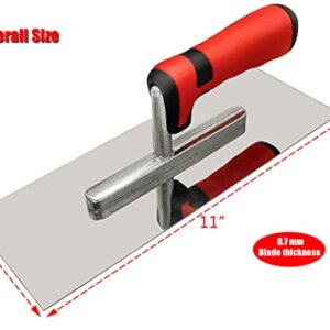 Stainless Steel Flat Finishing Trowel (11" x 4") Concrete Cement Drywall Plastering Tile Masonry Construction Hand Tools