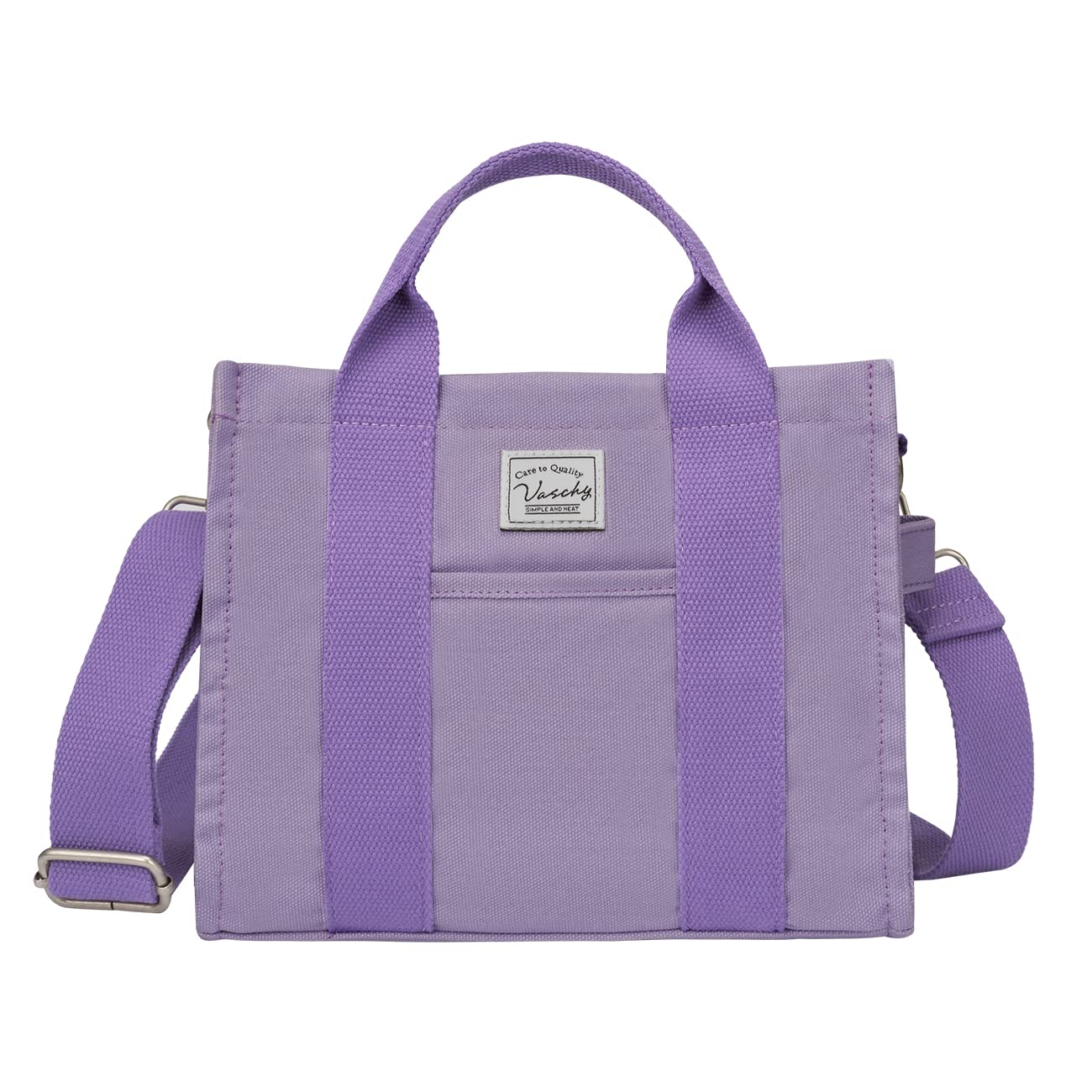 VASCHY Mini Tote Bag for Women, Small Cute Aesthetic Canvas Tote Purse Handbags Crossbody Shoulder Satchel Bag with Zipper Pockets Purple