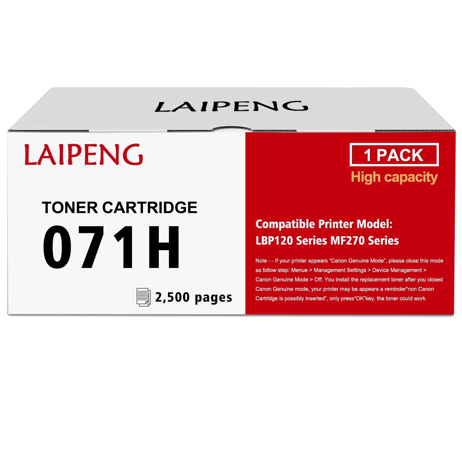 LAIPENG Compatible 071 H CRG071H Black High Yield 5646C001 for Canon 071H Imageclass LBP122dw MF272dw MF273dw MF275dw Toner Cartridge (1-Pack)