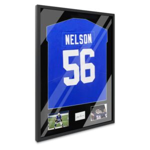 Snail 32"x24" Jersey Frame Display Case Wooden Wall Mounted Shadow Box for Baseball Basketball Football Soccer Hockey Sport Shirt, Plus Displaying Two Idol's Photos and One Signature, Black Finish