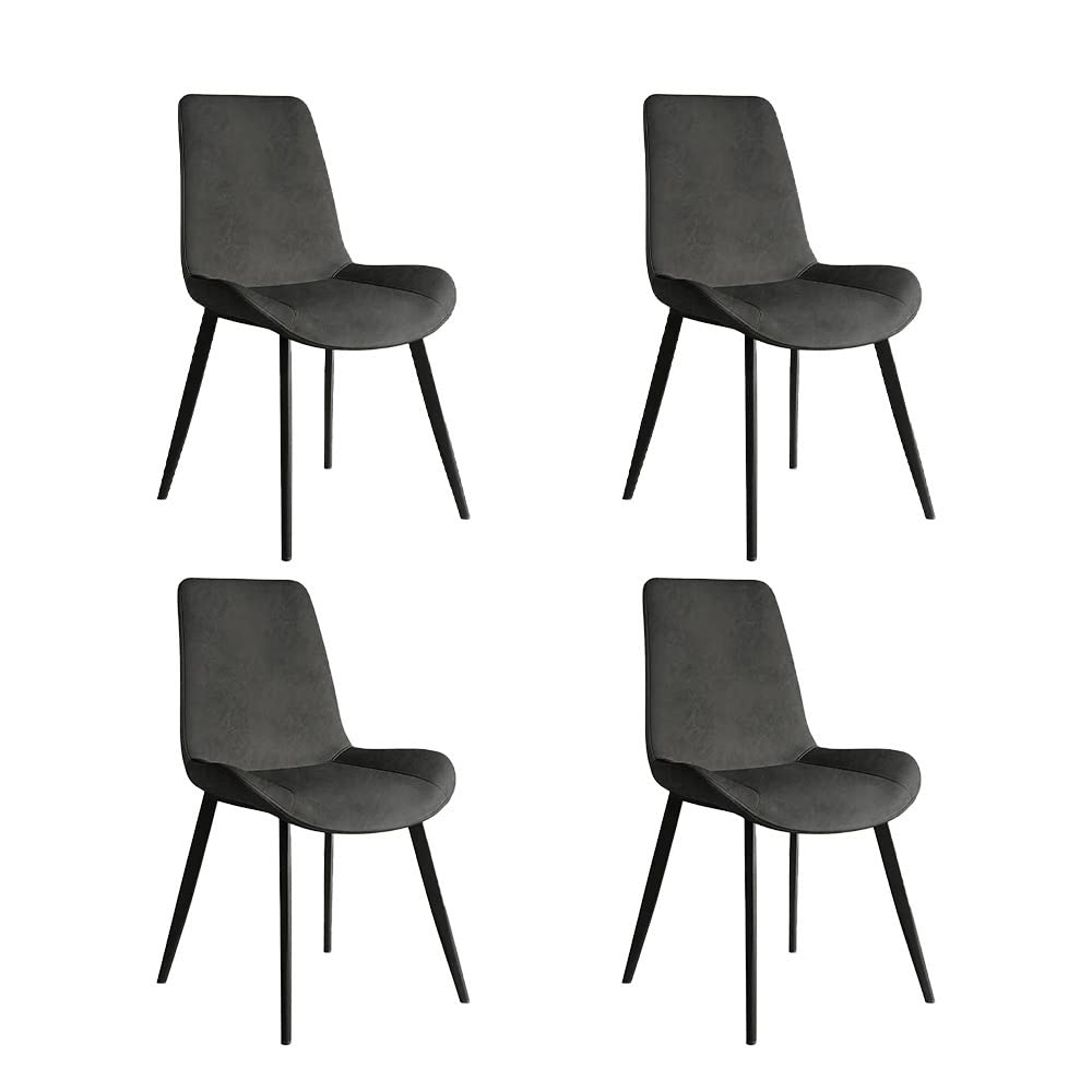 Dining Chairs Set of 4 with PU Cushion Mid Century Modern Metel Legs for Indoor Kitchen & Dining Room Chairs Comfortable Chairs Suitable for Home Coffee… (4, Gray)