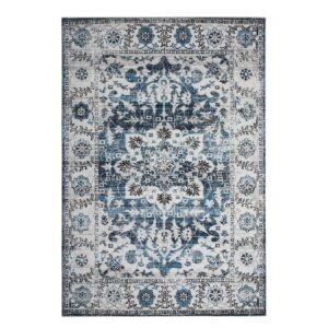 RUGSREAL Area Rug 8x10 for Living Room Blue Boho Rug Non-Slip Washable Rug Washable Vintage Rug Low Pile Large Rug for Bedroom Dining Room Non-Slip Non-Shedding Low-Pile Indoor Soft Rugs