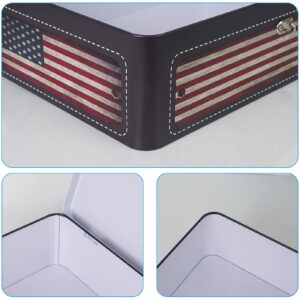 Luwint Secret Decorative Storage Box, Small Metal Keepsake Container Tin Case with Lock and Key (Vintage American Flag)