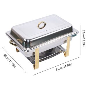 BANLICALI 9L Chafing Dish Warmer, Stainless Steel Catering Buffet Servers Tray with Water Basin Tabletop Gold Insulation Container for Parties Banquet Event Restaurant