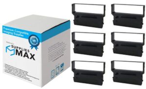 suppliesmax compatible replacement for citizen dp-600/dp-650/cbm-710/cbm-750/idp-3516/idp-3530/idp-3540/idp-4540 black p.o.s. printer ribbons (6/pk) (ir-60b)