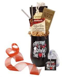 Broadway Basketeers Welcome Home Chocolate and Sweets Gif Mug. Large 16 oz. Insulated Gift Mug Includes 3 Piece Set of Metal Straws A Great Gift to Show Your Love to Mom Dad & Friends