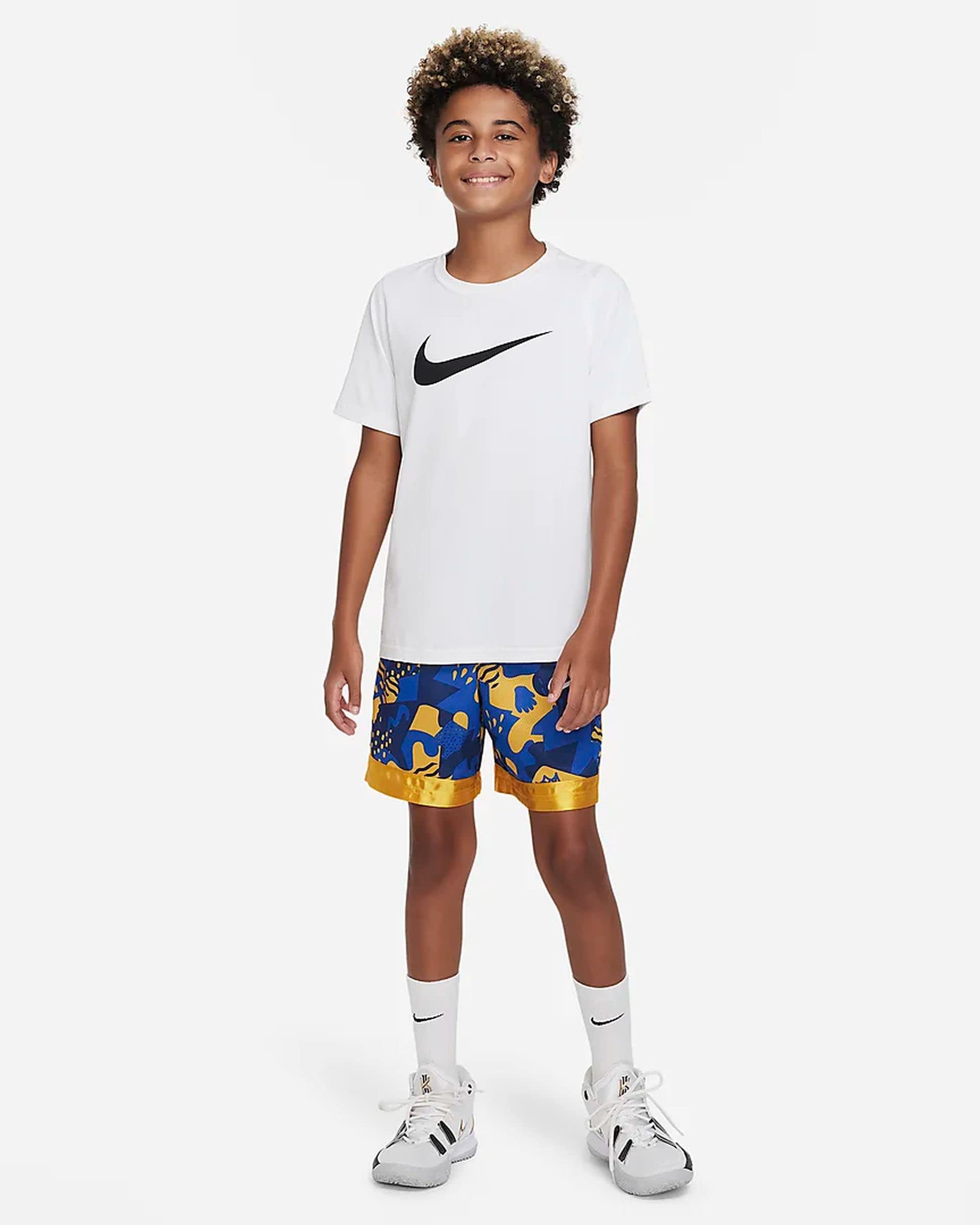 Nike Big Boys' Dri-FIT Elite Basketball Shorts (Large, Game Royal/Yellow Ochre/White)