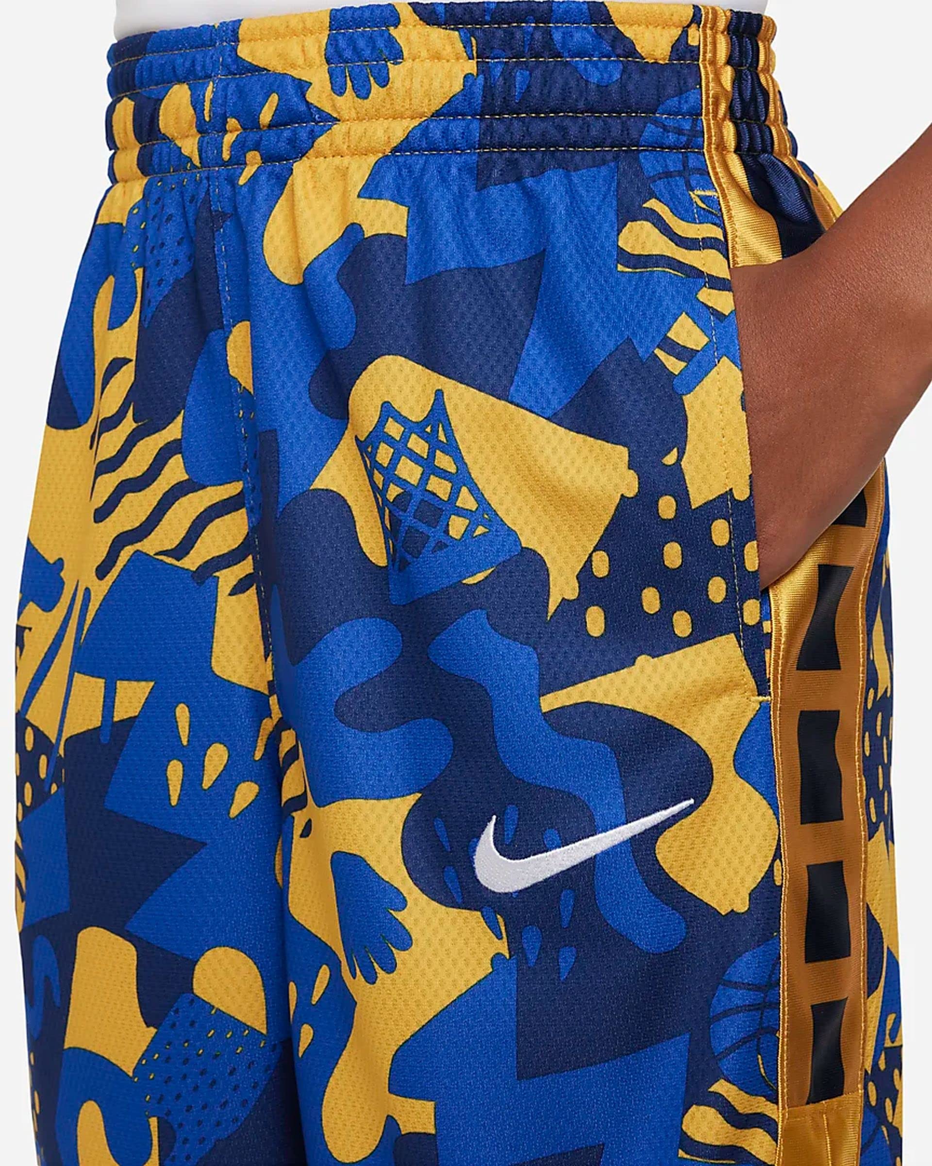 Nike Big Boys' Dri-FIT Elite Basketball Shorts (Large, Game Royal/Yellow Ochre/White)