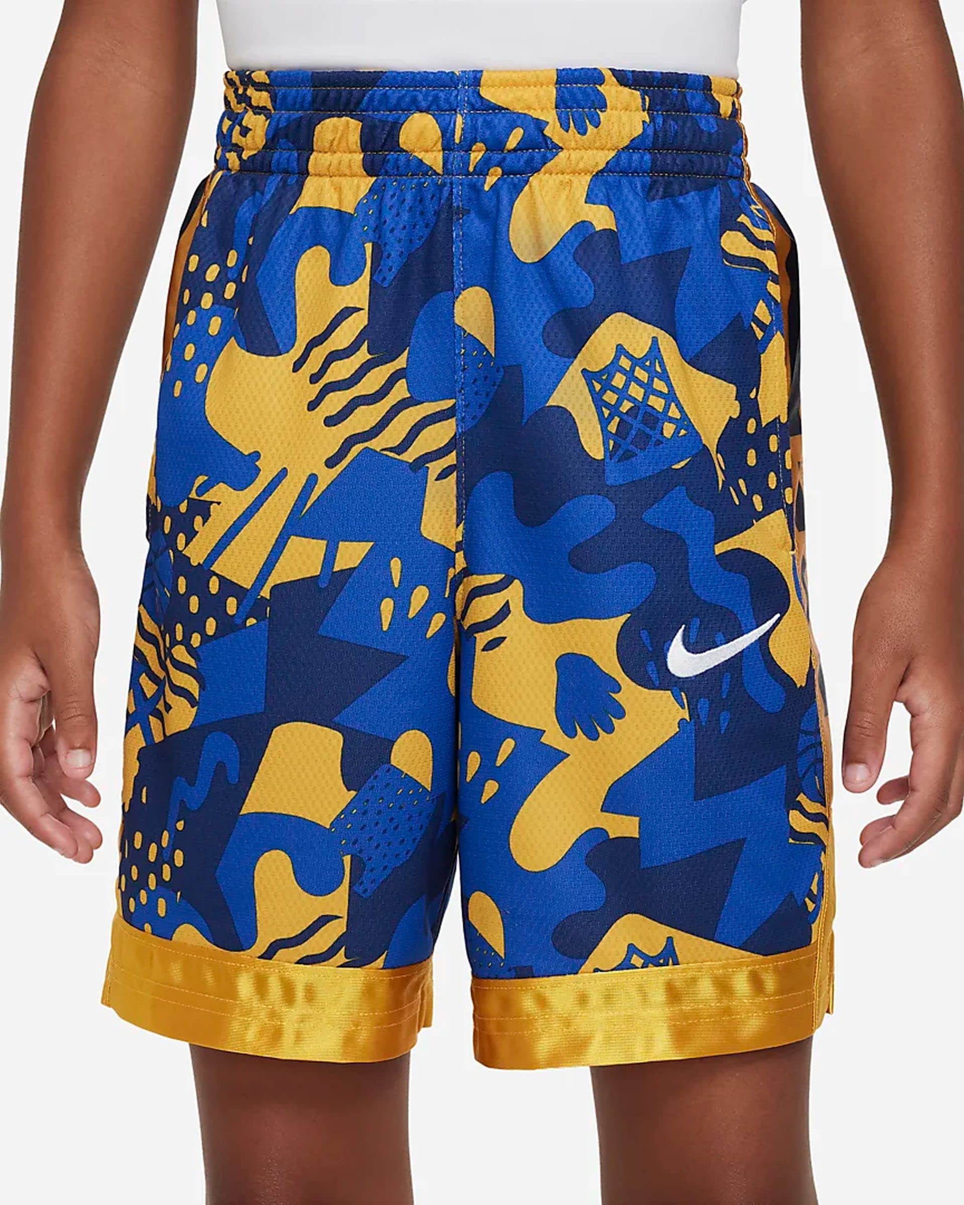 Nike Big Boys' Dri-FIT Elite Basketball Shorts (Large, Game Royal/Yellow Ochre/White)