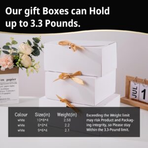 LWYMX 12 Pack White Gift Boxes with Lids, Gift Boxes with lids bulk, Bridesmaid Proposal Box with Ribbon, Gift Boxes for Wedding, Birthday,Baby Shower and the other Parties.(White 10''x 8'' x 4'')