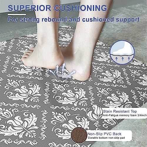 Soft Anti Fatigue Mat for Kitchen Floor, Non Slip Cushioned Kitchen Rugs Sets, Waterproof Washable Memory Foam Standing Desk Mat Runner, Comfort Cushion for Sink Laundry Room Home 17.3"x47"(1 PC)