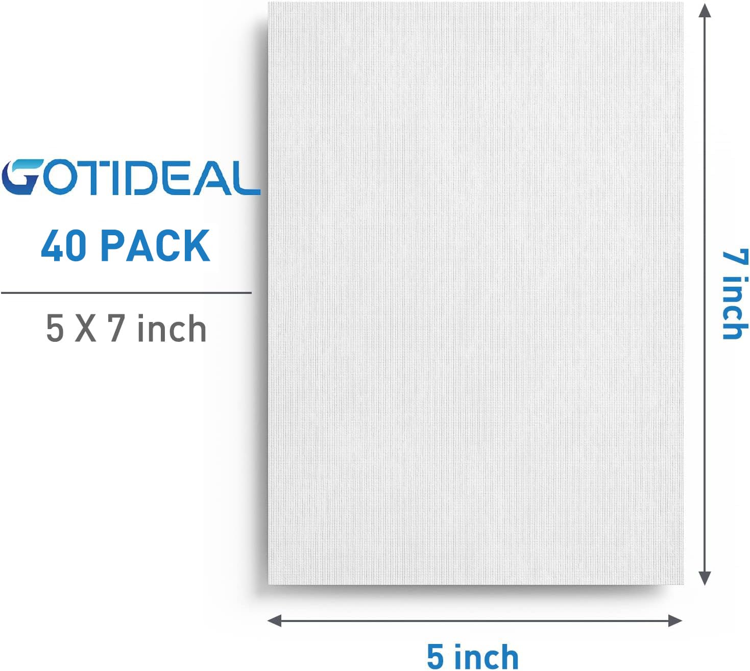 GOTIDEAL Bulk Canvases for Painting, 5 x 7 inch Value Pack of 40, Gesso Primed White Blank Canvas Boards - 100% Cotton Art Supplies Canvas Panel for Acrylic Paint, Pouring, Oil Paint, Gouache