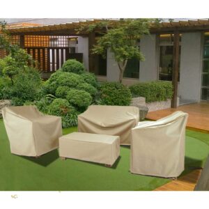 Baner Garden Patio Furniture Covers,Outdoor Furniture Cover Waterproof,Patio Furniture Set Covers for 4 Piece Outdoor Conversation Set,Patio Covers Set Beige