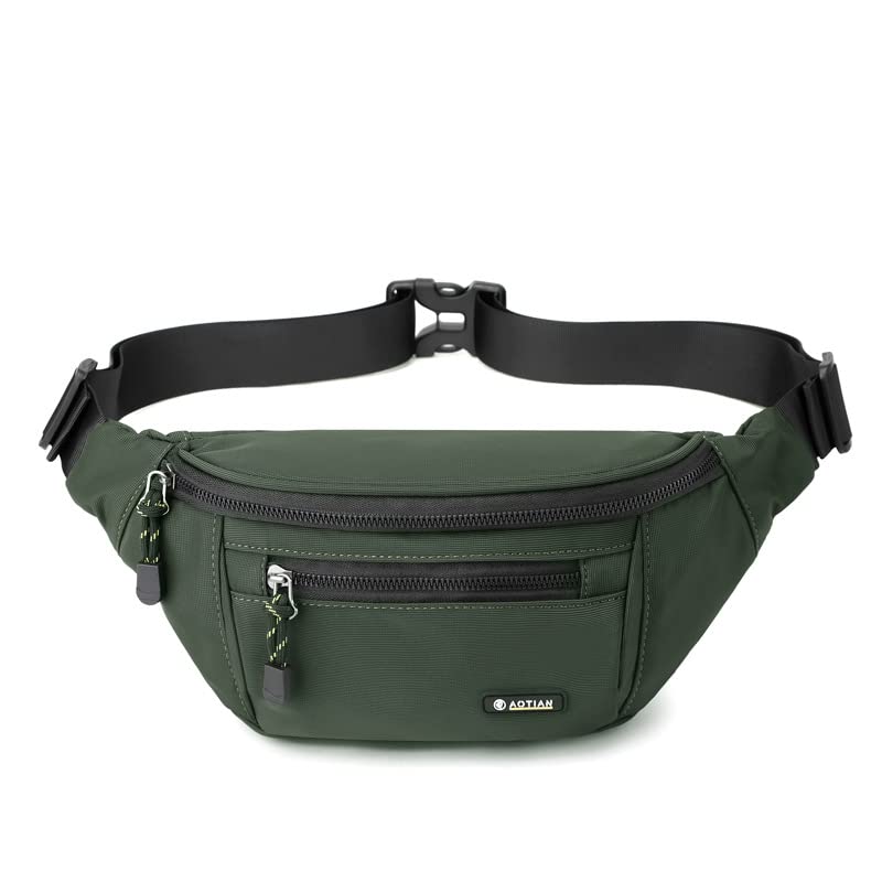 Fanny Pack for Men Women Cross Body Shoulder Chest Bag 4 Pockets Waist Bag Purse Belt Bag for Travel Walking Running Hiking Cycling, Easy Carry Any Phone,Wallet (Green)