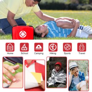 Travel-First Aid-Kit Car-Home 300PCS Survival-Kit Outdoor-Adventure - Small Portable Red Emergency Essential Sets Office Hiking Camping Business Public Must Have First Aid Gear Equipment 1st Aid