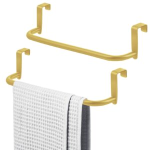 2 Pieces Metal Towel Bar Kitchen Cabinet Towel Rack Strong Steel Towel Bar Rack for Hanging on Inside or Outside of Doors, Home Kitchen Bathroom, Hand Towels, Dish Towels and Tea Towels (Gold)