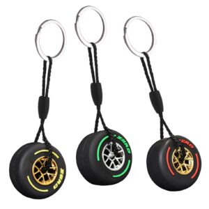 kingsea racing tire keychain, 3d cute tire key chain, soft rubber wheel tyre auto keychain, used for car decoration, 3pcs