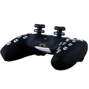 PlayRealm Silicone Skin Cover& Sticler x 1 & No Falling off Thumbstick x 2 for PS5 Controller (Ghost White)