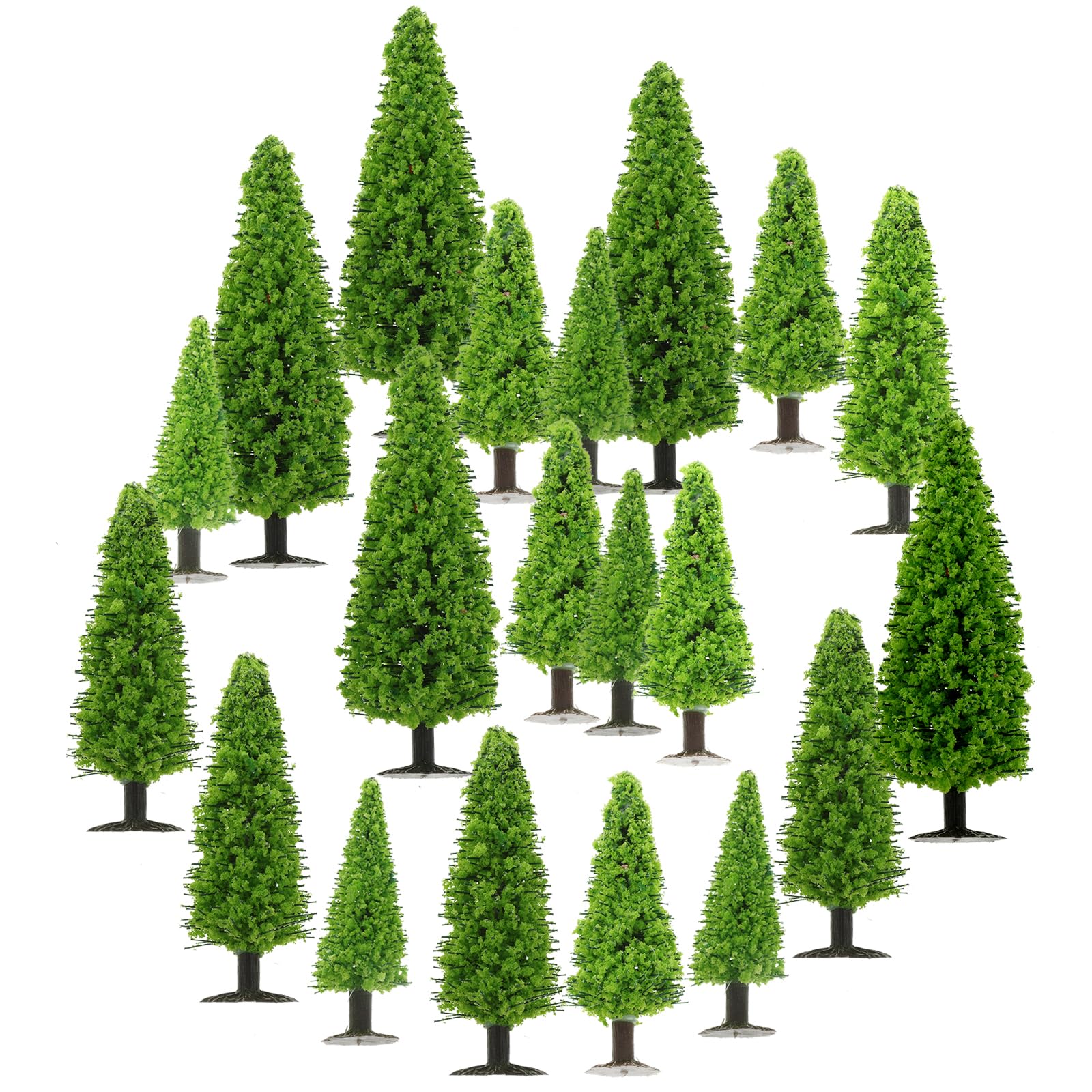 Yetaha 20Pcs Light Green Pine Tree Model, Miniature Garden Tree Mini Plant Ornament for DIY Scenery Landscape HO Scale Forest Railroad Scenery Layout Architecture Scenes Cake Topper