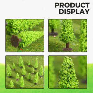 Yetaha 20Pcs Light Green Pine Tree Model, Miniature Garden Tree Mini Plant Ornament for DIY Scenery Landscape HO Scale Forest Railroad Scenery Layout Architecture Scenes Cake Topper