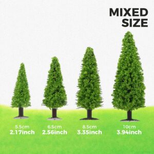 Yetaha 20Pcs Light Green Pine Tree Model, Miniature Garden Tree Mini Plant Ornament for DIY Scenery Landscape HO Scale Forest Railroad Scenery Layout Architecture Scenes Cake Topper