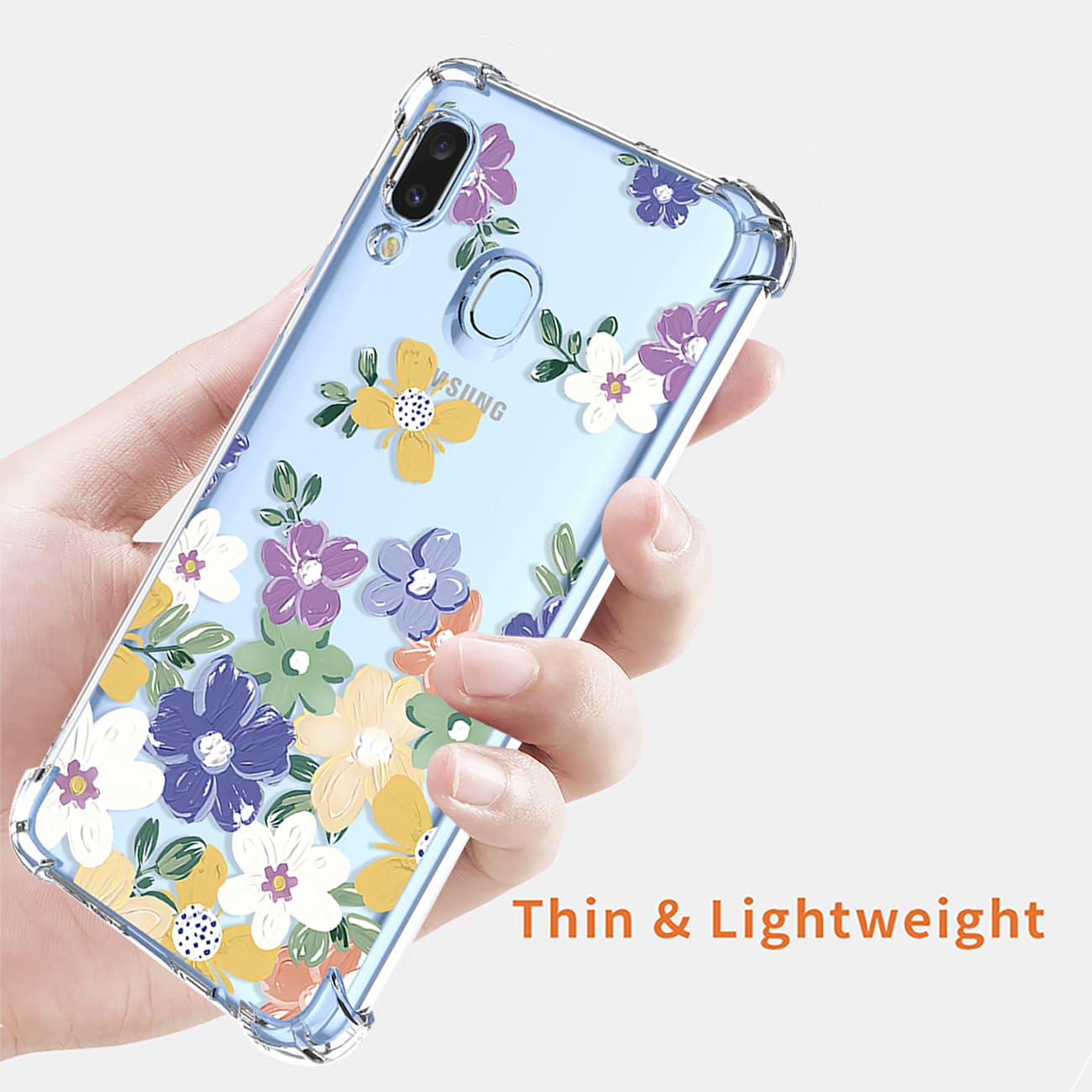 DFTCVBN Phone Case for Galaxy A40 Case, Samsung A40 SM-A405F Case with HD Screen Protector Clear Colorful Floral for Girls Women Shockproof TPU Phone Cover for Samsung Galaxy A40 Oil Painting Flowers