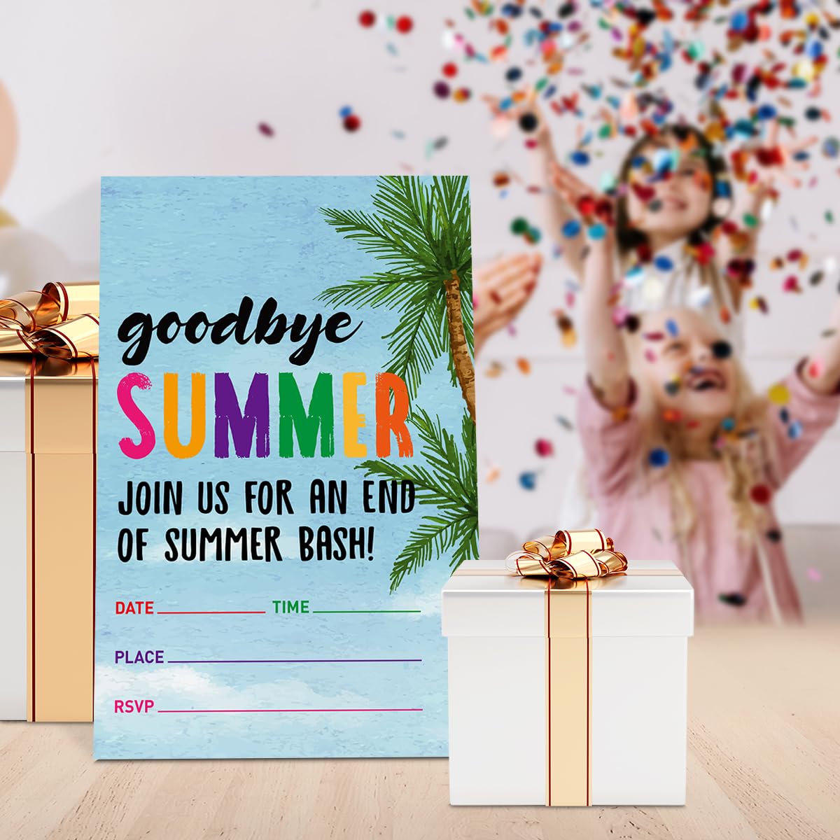 UDNADKEX Summer Bash Party Invitations with Envelopes, Summer Barbecue Cookout Pool Party Invites, End of Summer Invite Cards, Goodbye Summer, 4"x6" Set of 20