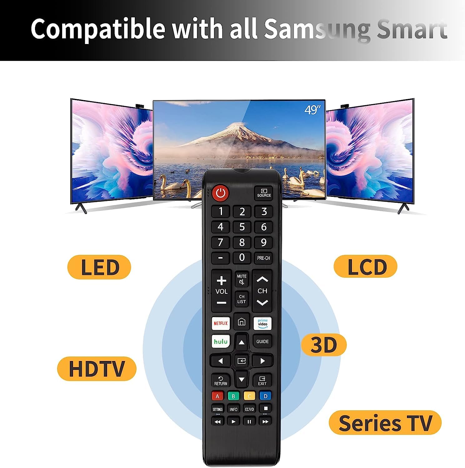 Newest Universal Remote Control for Samsung TV Remote Compatible with Samsung LCD LED HDTV 3D Smart TVs Models.【Pack of 2】