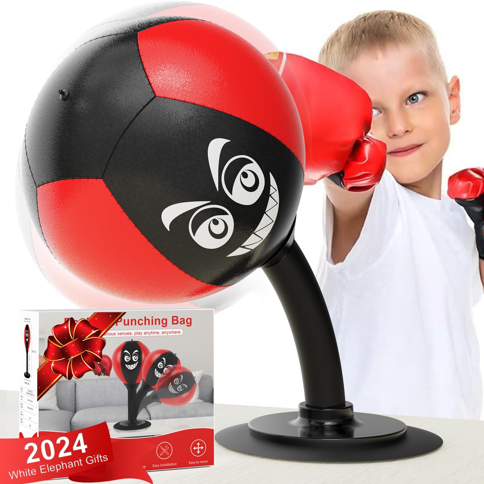 HZG Desktop Punching Bag, Stress Buster with Suction Cup for Office Table and Counters, Heavy Duty Stress Relief Ball, Desk Boxing Punch Ball, Funny Toys Punching Bag for Kids Coworkers and Friends