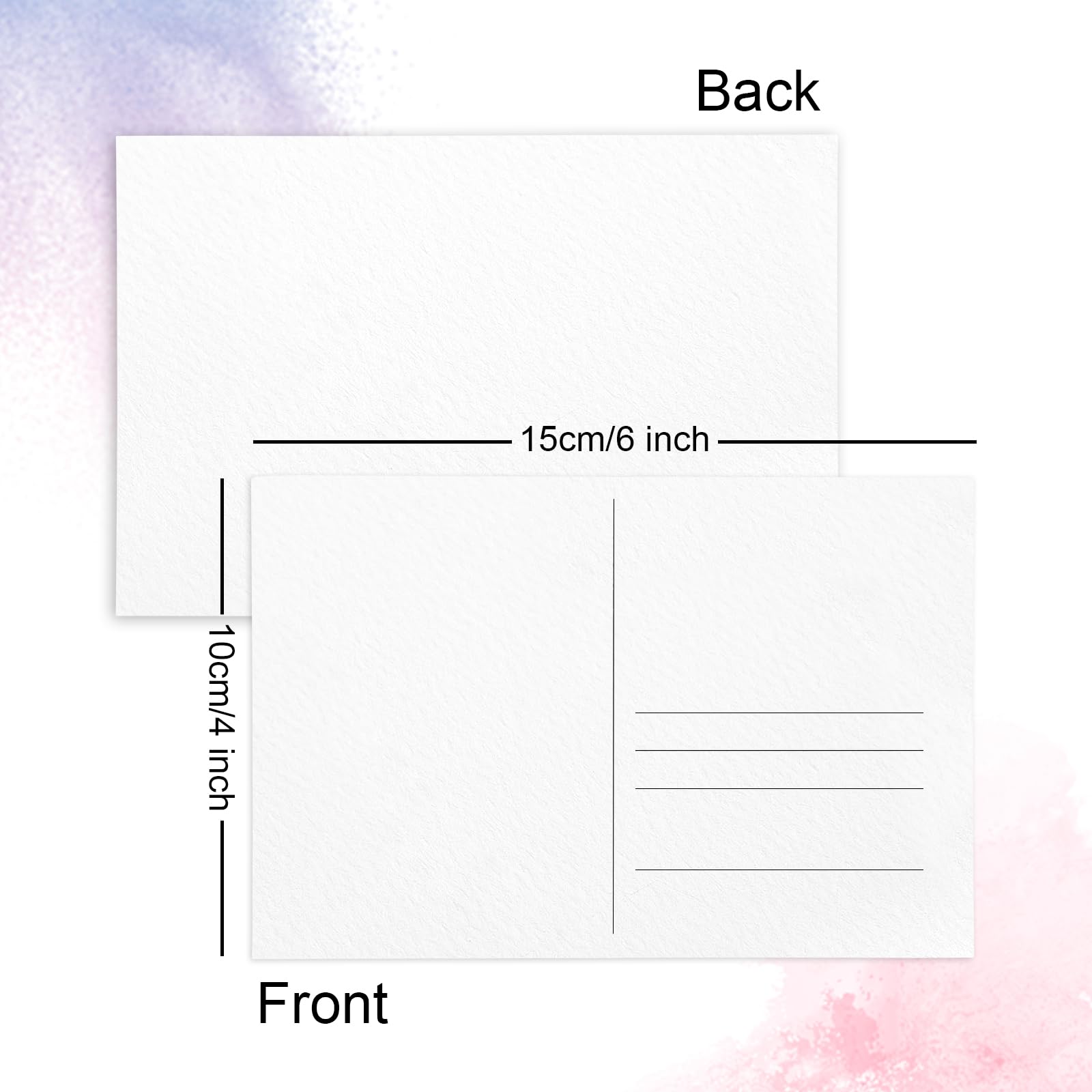 50 Pieces Watercolor Postcards, 100% Cotton 140lb/300gsm Blank Postcards 4x6 Inch Watercolor Paper Post Cards for Watercolor Journal, DIY, Mailing, Painting, Invitations, Greeting Cards