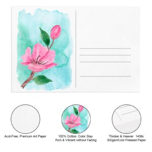 50 Pieces Watercolor Postcards, 100% Cotton 140lb/300gsm Blank Postcards 4x6 Inch Watercolor Paper Post Cards for Watercolor Journal, DIY, Mailing, Painting, Invitations, Greeting Cards